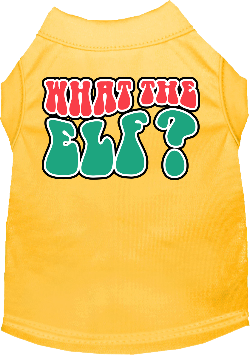 What the Elf Screen Print Dog Shirt Yellow Size SM